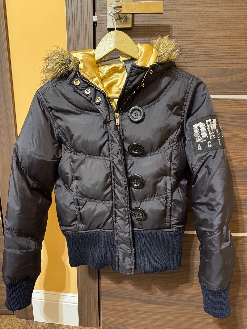 Kids Black Puffer Jacket with Hood - Brand Unspecified